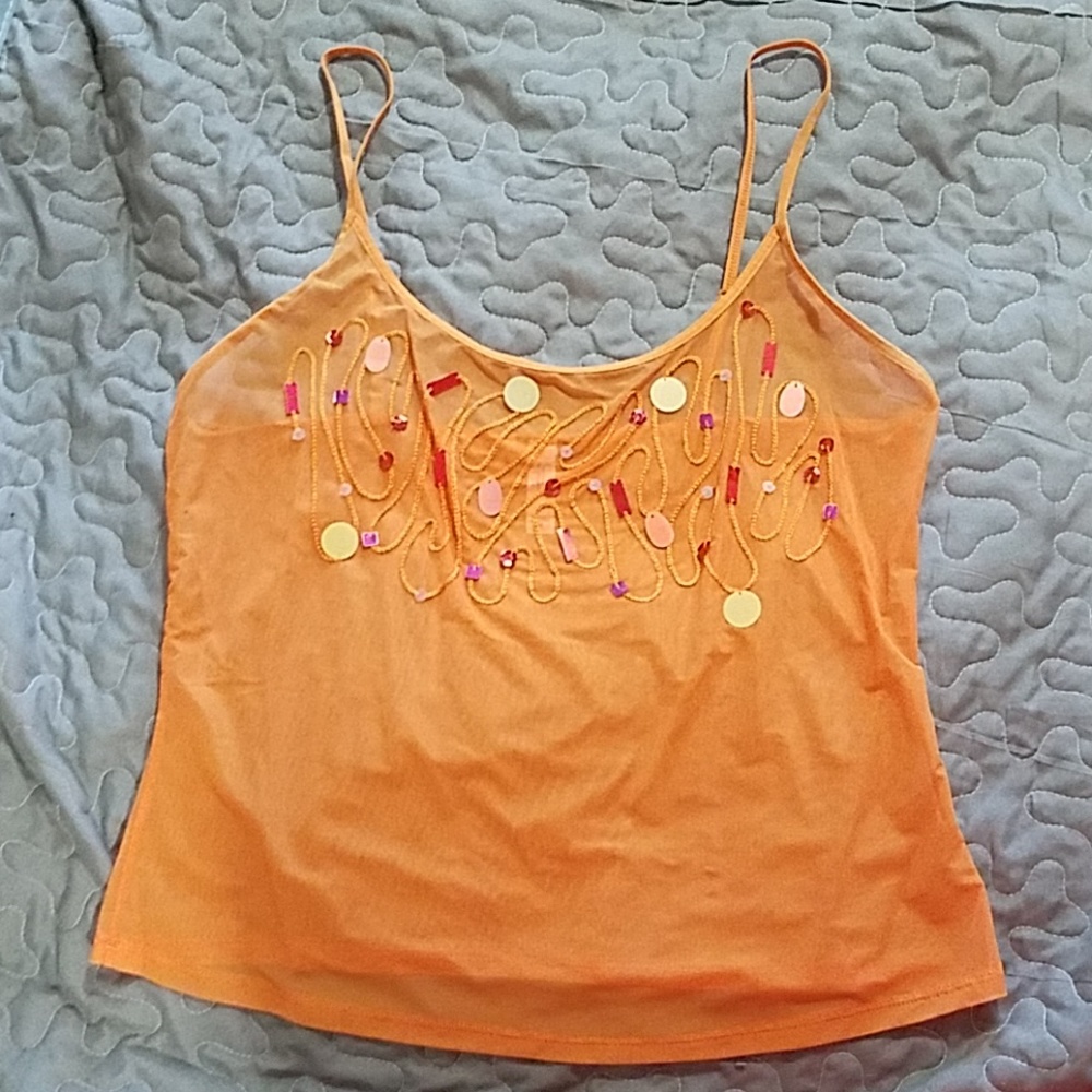 Sequined Mesh Cami